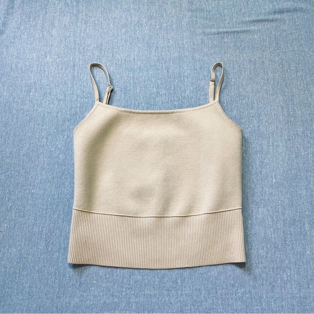 Express Square Neck Ribbed Knit Tank Size XS Beige Sweater Tank Minimal Everyday
